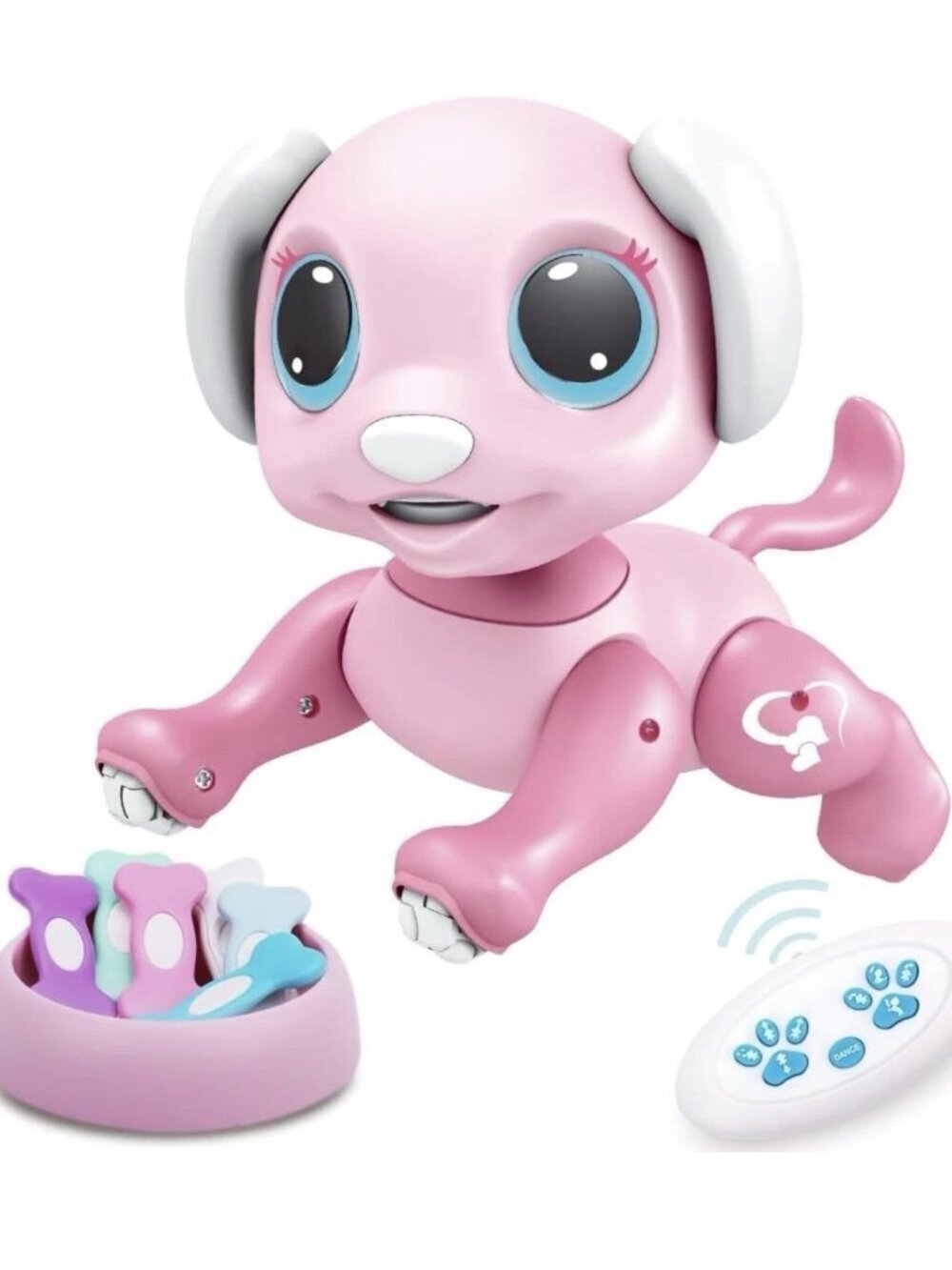 Remote Control Dog Gesture Sensing Smart Puppy Pink Toy Robot Walks Barks WORKS